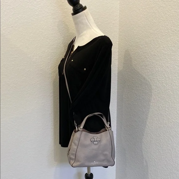 Kate Spade Talia Small‎ Triple Compartment Satchel Shoulder Bag Soft Taupe - Picture 4 of 13
